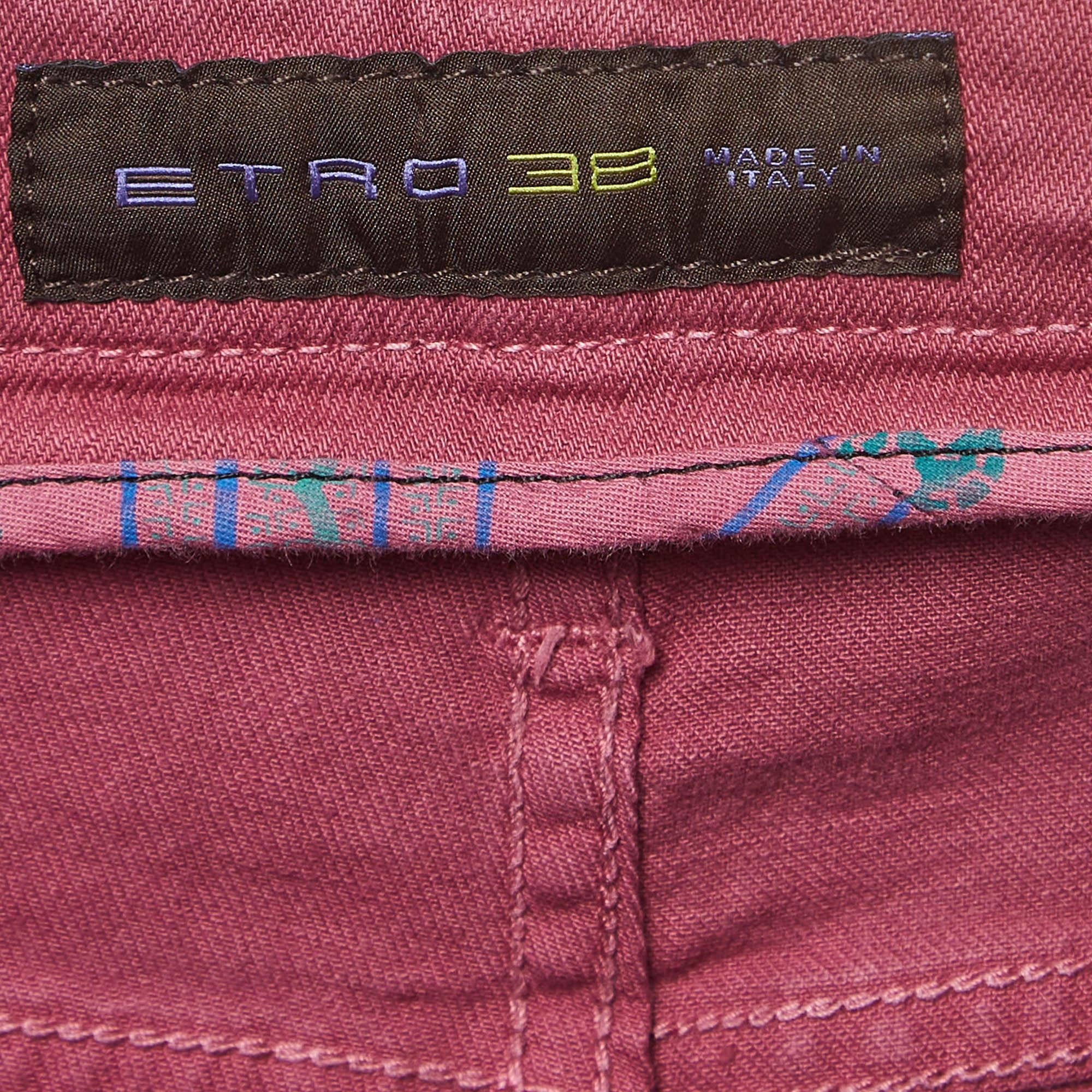 Etro Purple Cotton Straight Leg Trousers XXL For Sale 1