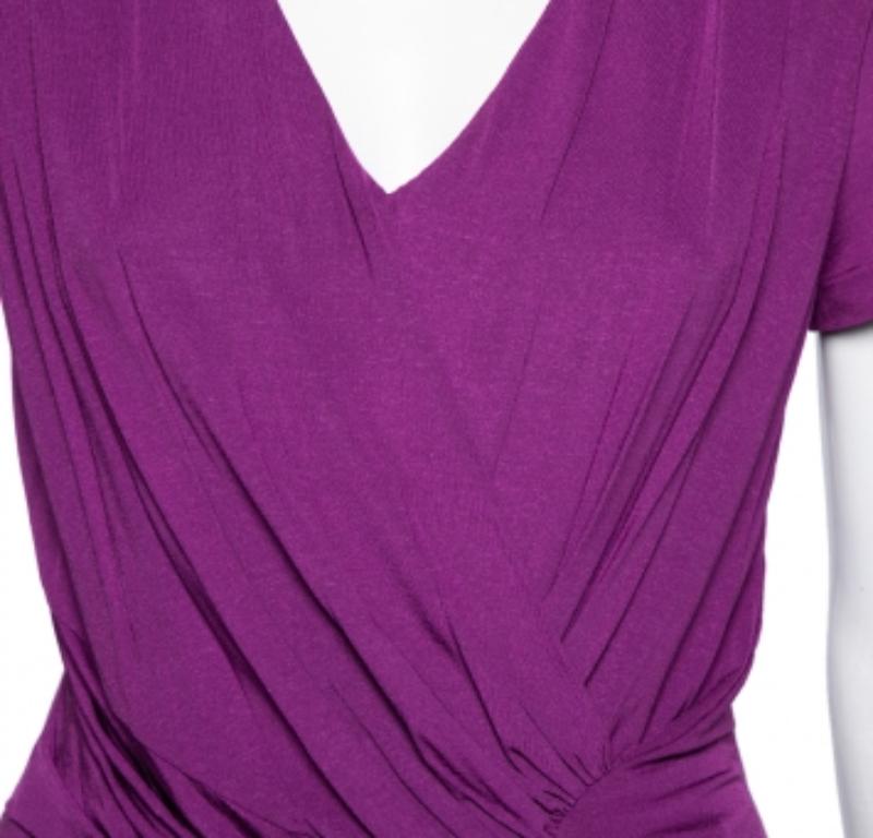 Etro Purple Draped Knit Short Sleeve Tunic L Bon état - En vente à Dubai, Al Qouz 2