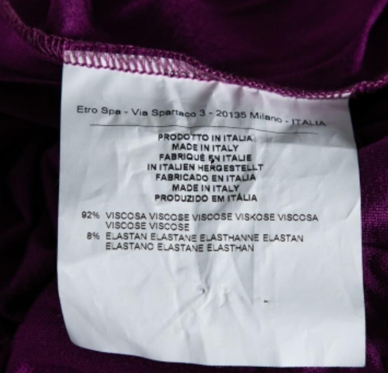 Etro Purple Draped Knit Short Sleeve Tunic L Pour femmes en vente