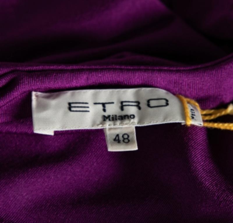 Etro Purple Draped Knit Short Sleeve Tunic L en vente 1