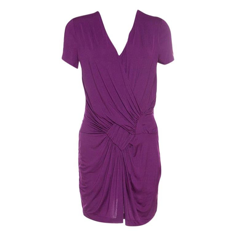 Etro Purple Draped Knit Short Sleeve Tunic L For Sale at 1stDibs