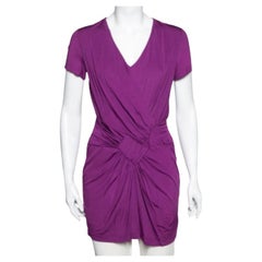 Etro Purple Draped Knit Short Sleeve Tunic L