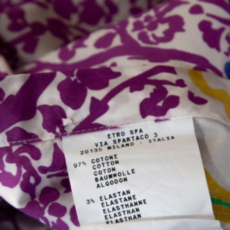 Donna Etro - Camicia a maniche lunghe in cotone elasticizzato con stampa floreale viola L.L.A. in vendita