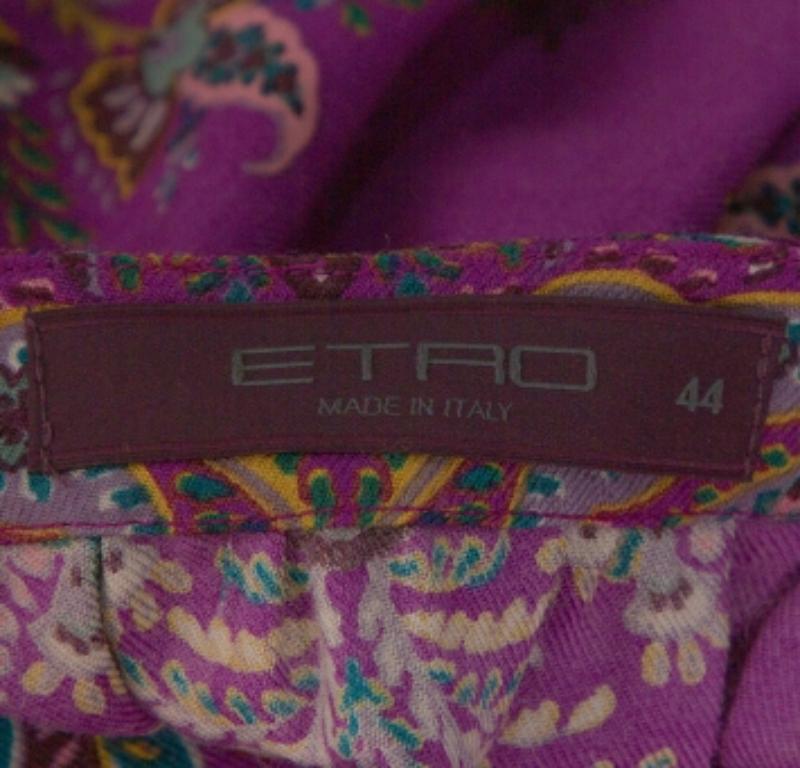 Women's Etro Purple Floral Print Wool Shift Dress M For Sale