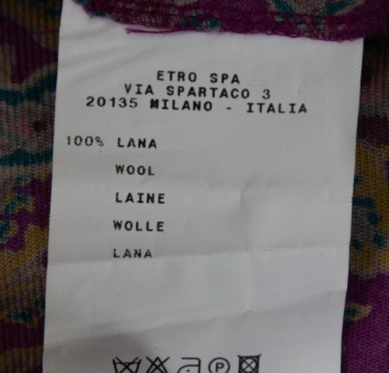 Etro Purple Floral Print Wool Shift Dress M For Sale 1