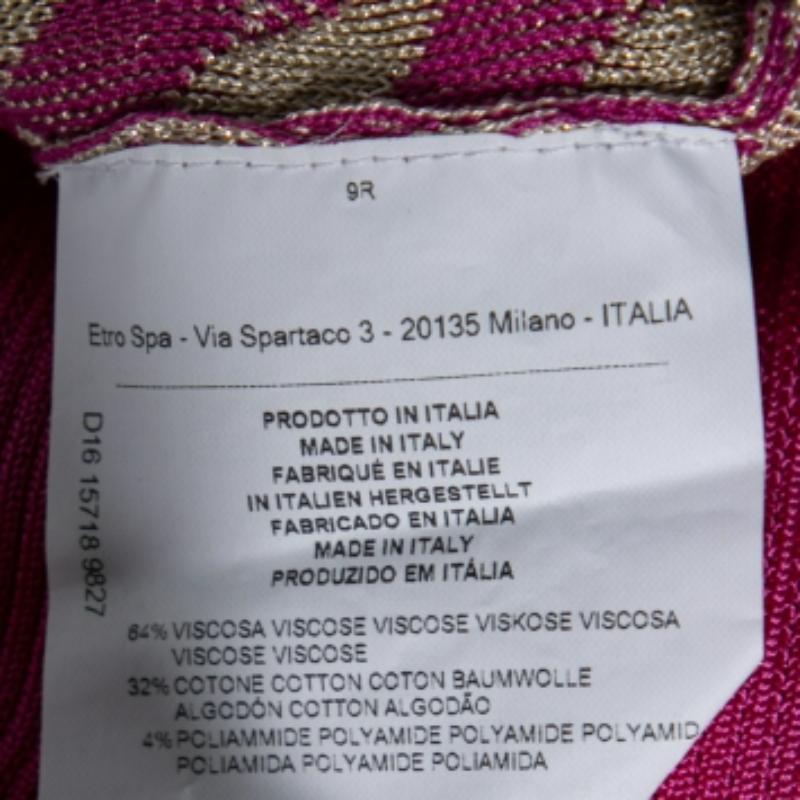 Etro Purple & Gold Patterned Lurex Knit Long Sleeve Jumper L In Good Condition For Sale In Dubai, Al Qouz 2