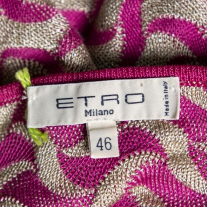 Women's Etro Purple & Gold Patterned Lurex Knit Long Sleeve Jumper L For Sale
