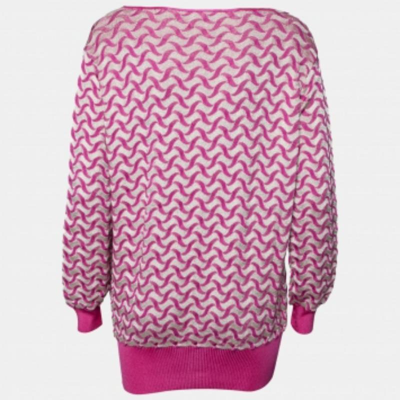Etro Purple & Gold Patterned Lurex Knit Long Sleeve Jumper L For Sale 1
