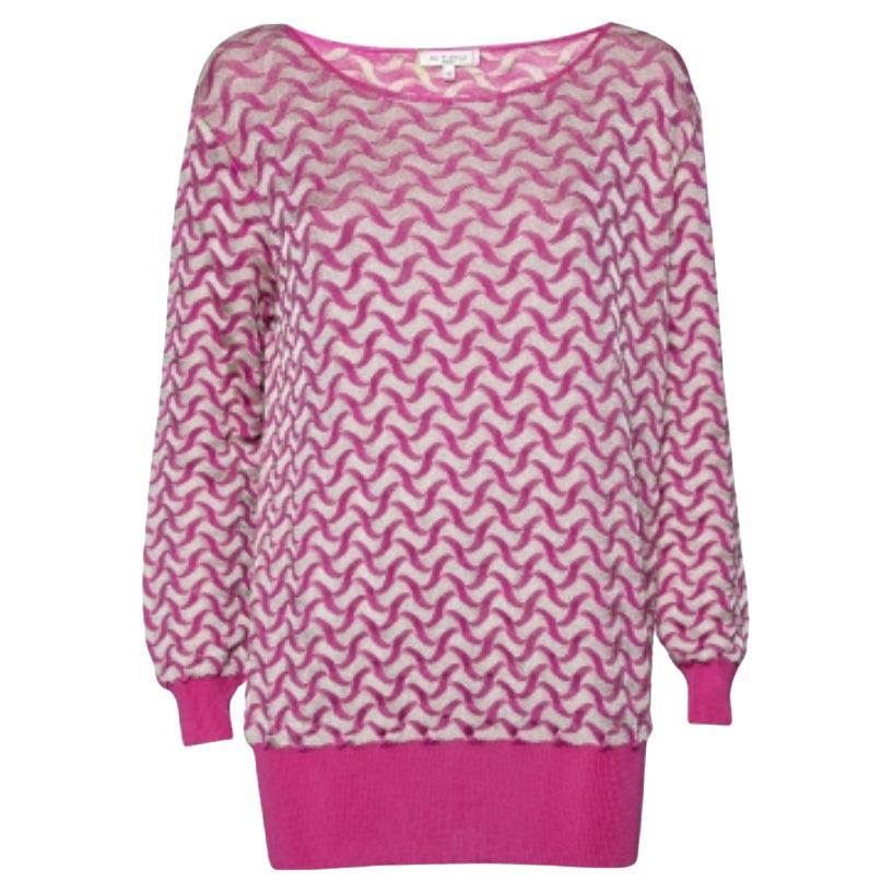 Etro Purple & Gold Patterned Lurex Knit Long Sleeve Jumper L For Sale