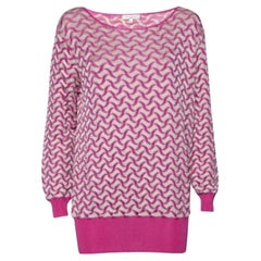 Etro Purple & Gold Patterned Lurex Knit Long Sleeve Jumper L