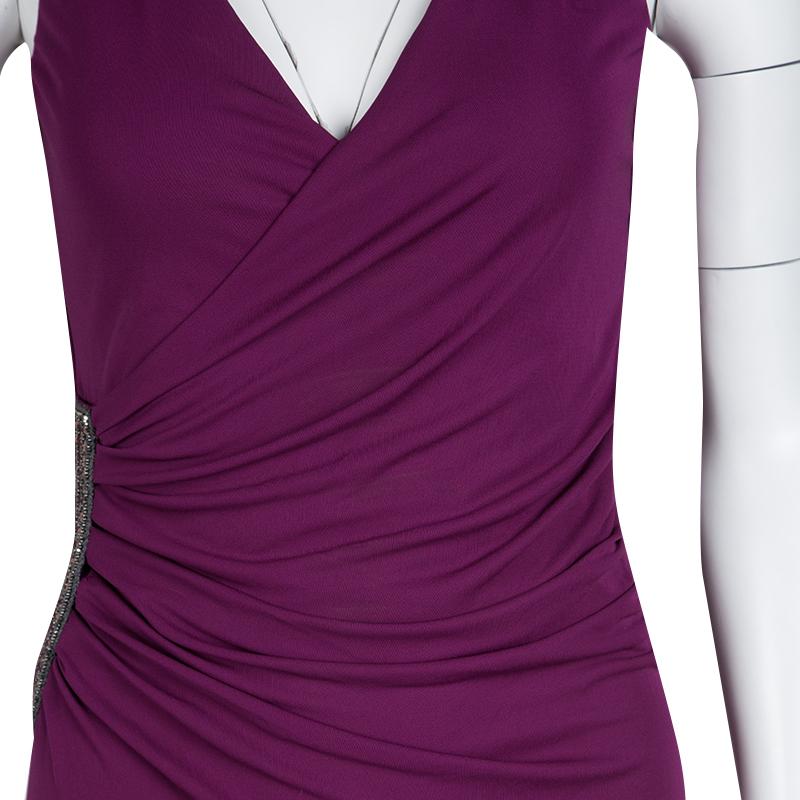 Etro Purple Knit Draped Embellished Waist Detail Sleeveless Maxi Dress S 1