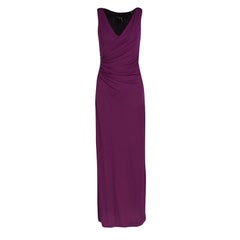 Etro Purple Knit Draped Embellished Waist Detail Sleeveless Maxi Dress S