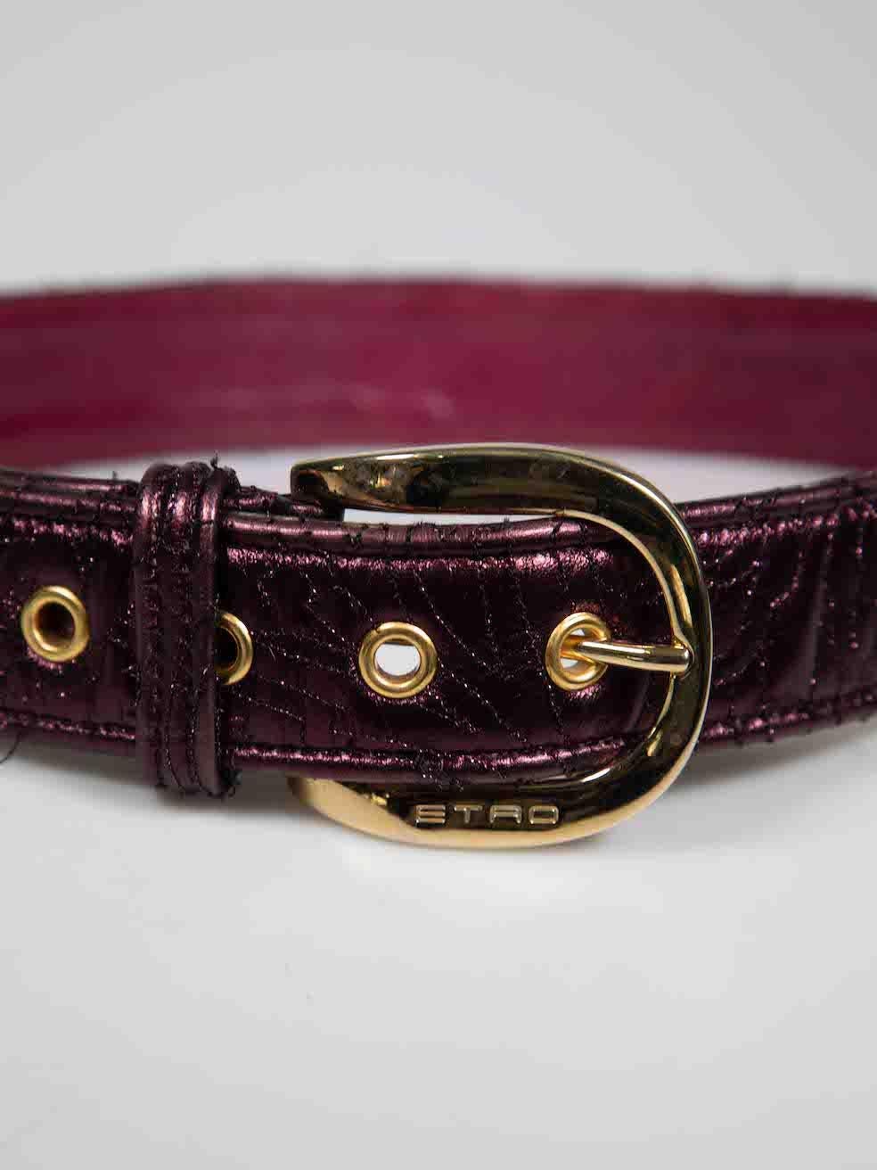 Women's Etro Purple Leather Metallic Quilted Belt For Sale