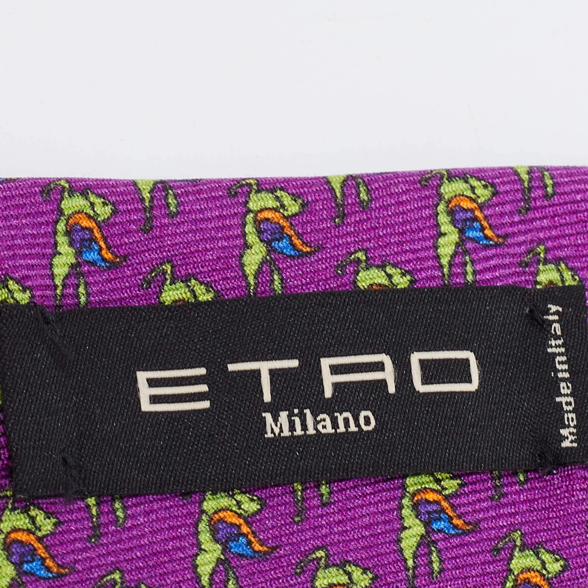 Viola Cravatta in seta con stampa logo viola di Etro in vendita