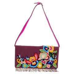 Etro Purple Mesh Embroidered Shoulder Bag