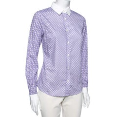 Etro - Camicia in cotone con stampa a motivi multipli in viola - S