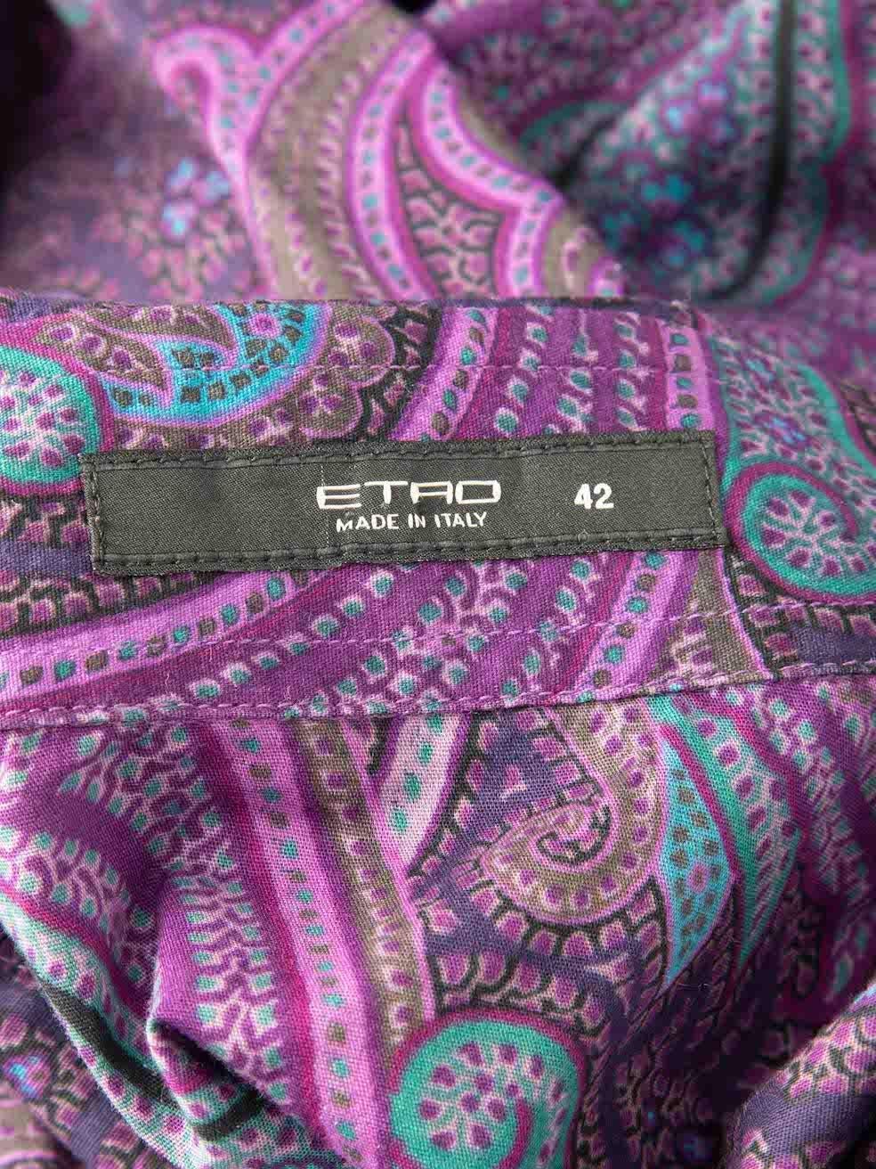 Black Etro Purple Paisley Long Sleeve Shirt Size M For Sale
