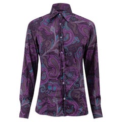 Used Etro Purple Paisley Long Sleeve Shirt Size M