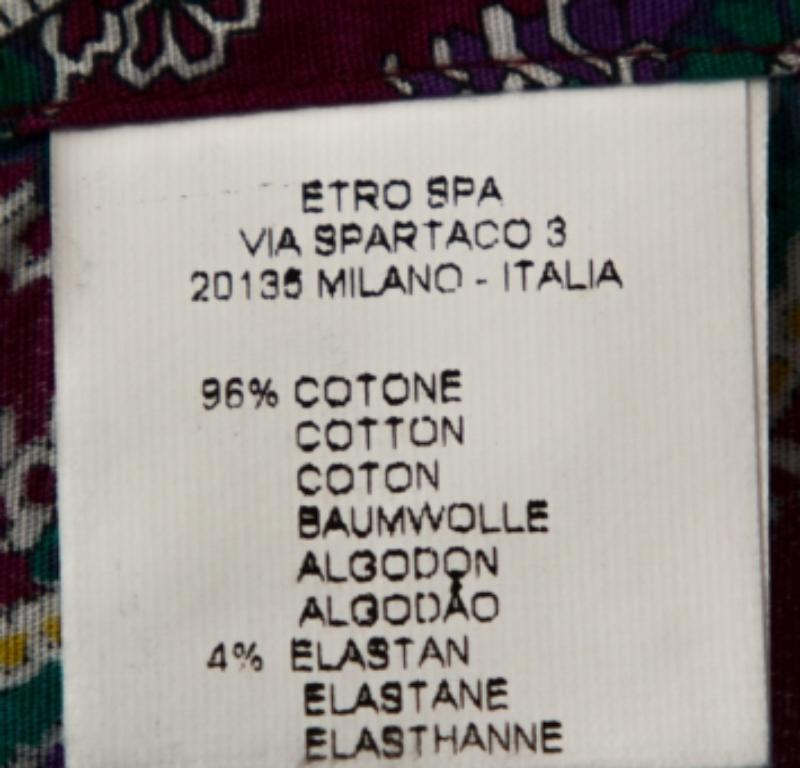 Grigio Etro - Camicia a maniche lunghe in cotone elasticizzato con stampa Paisley viola S in vendita
