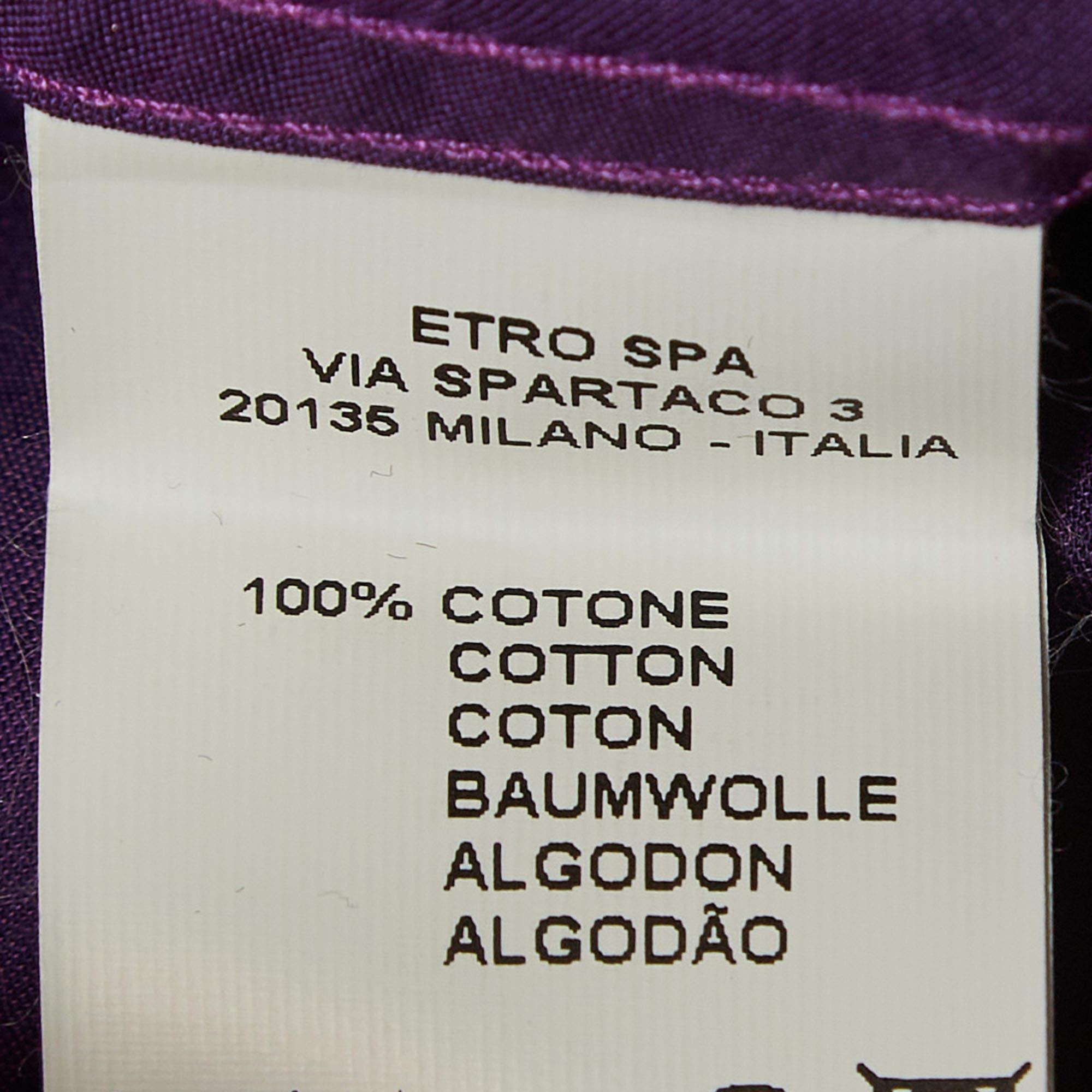 Men's Etro Purple Paisley Printed Cotton Shirt XL For Sale