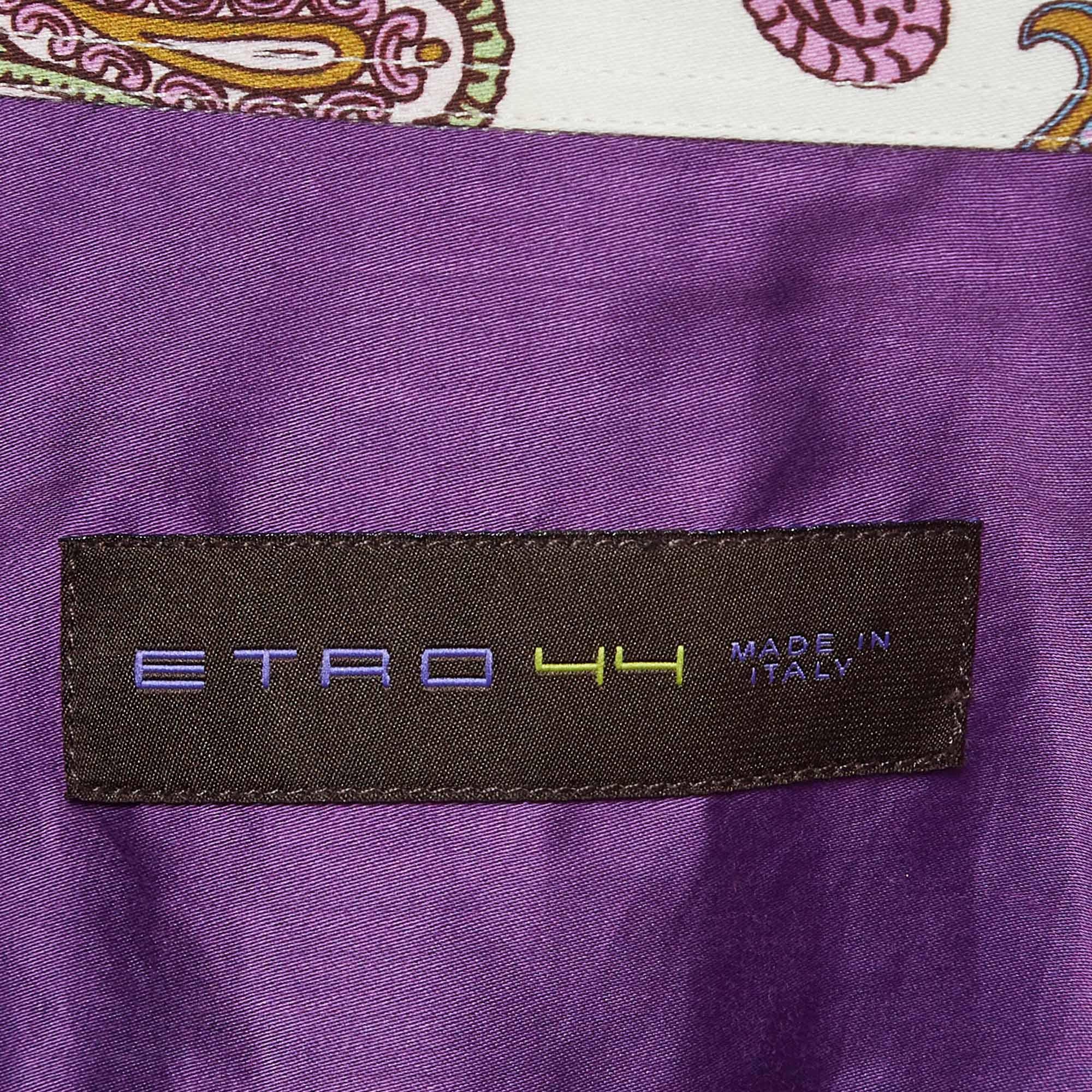 Etro Purple Paisley Printed Cotton Shirt XL For Sale 1