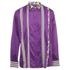 Etro Purple Paisley Printed Cotton Shirt XL