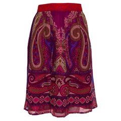 Etro - Minigonna in seta stampata con motivo paisley viola M