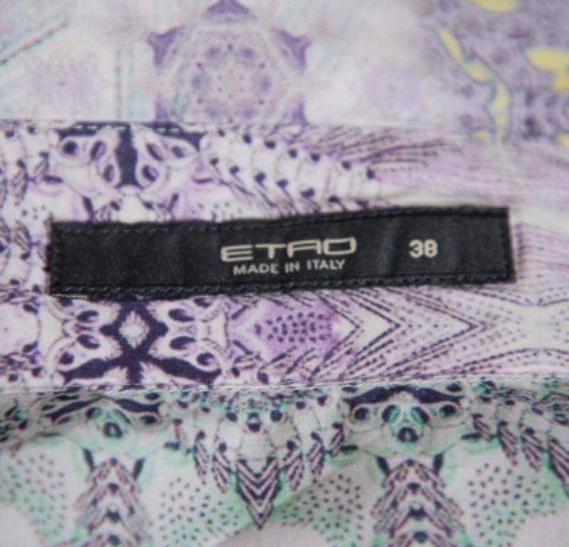 Women's Etro Purple Printed Cotton Button Front Fitted Shirt S For Sale
