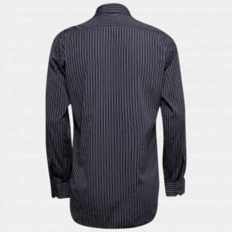 Etro - Camicia con bottoni in cotone a righe viola S In condizioni buone in vendita a Dubai, Al Qouz 2