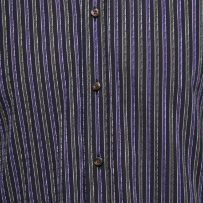 Uomo Etro - Camicia con bottoni in cotone a righe viola S in vendita