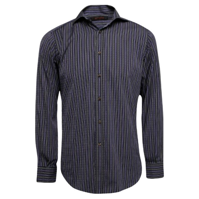 Etro - Camicia con bottoni in cotone a righe viola S