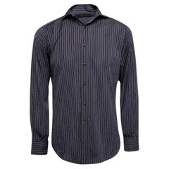 Etro - Camicia con bottoni in cotone a righe viola S
