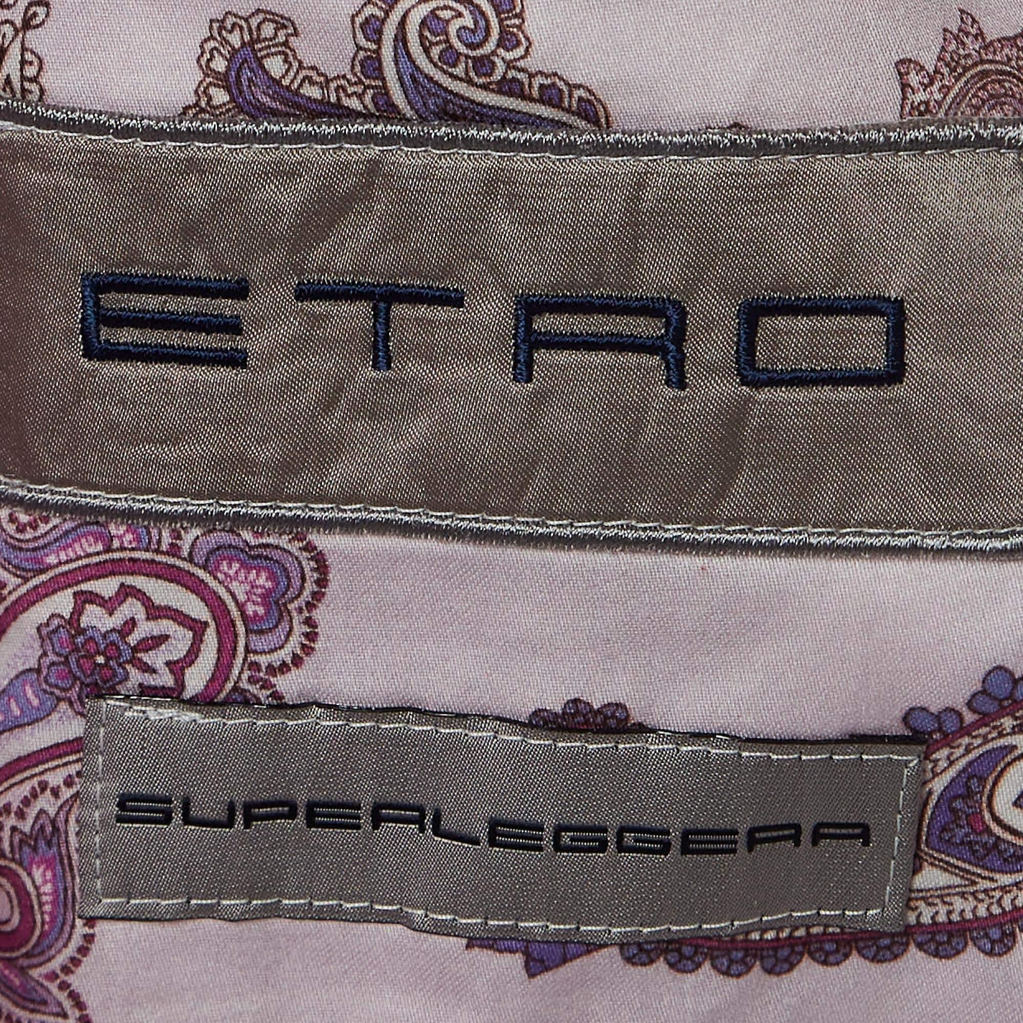 Etro Purple Striped Cotton Single Breasted Blazer 2XL In New Condition For Sale In Dubai, Al Qouz 2