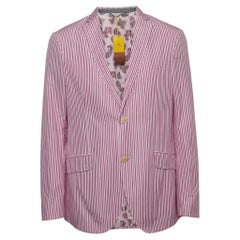 Etro Purple Striped Cotton Single Breasted Blazer 2XL