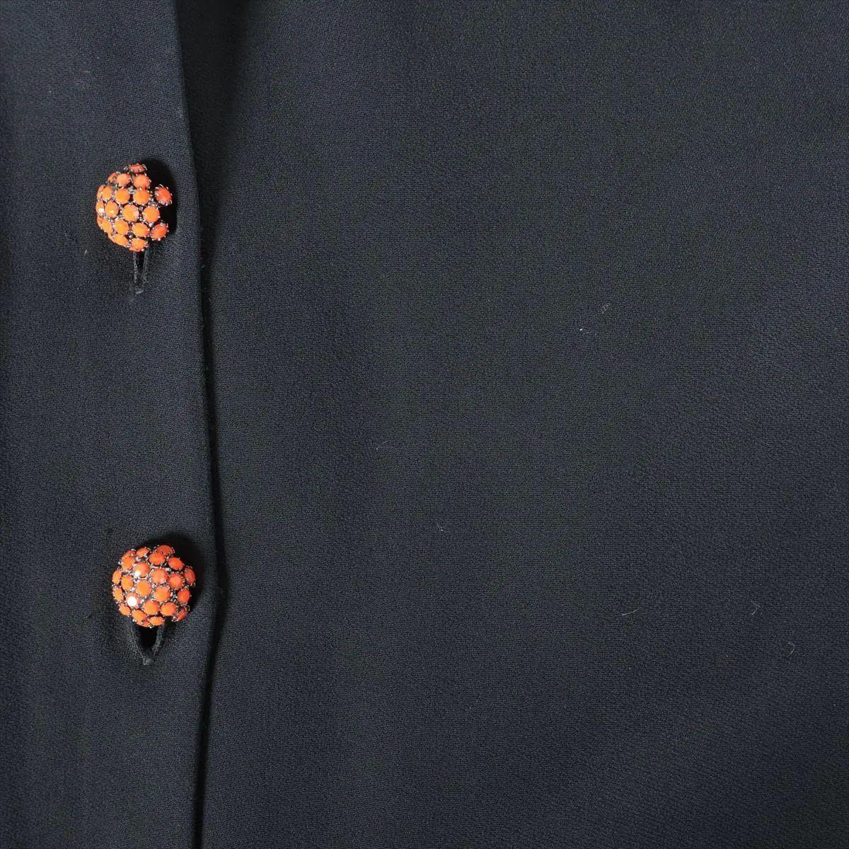 Etro, camicia in rayon con bottoni arancioni e strass, abito al ginocchio nero in vendita 6