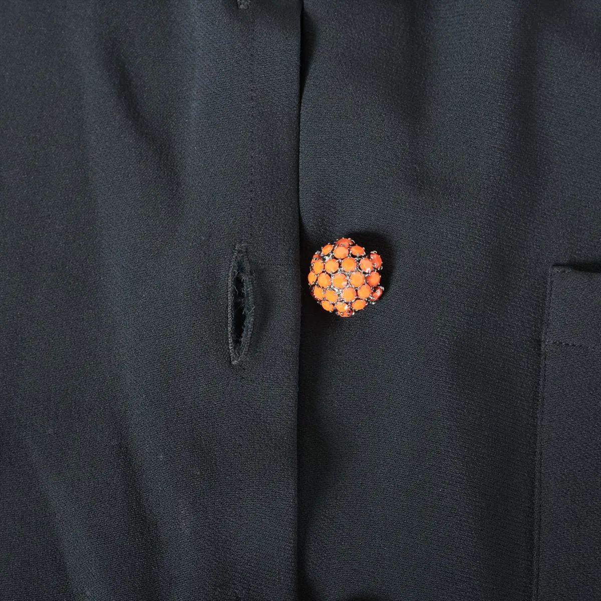 Etro, camicia in rayon con bottoni arancioni e strass, abito al ginocchio nero In condizioni buone in vendita a Humacao, PR