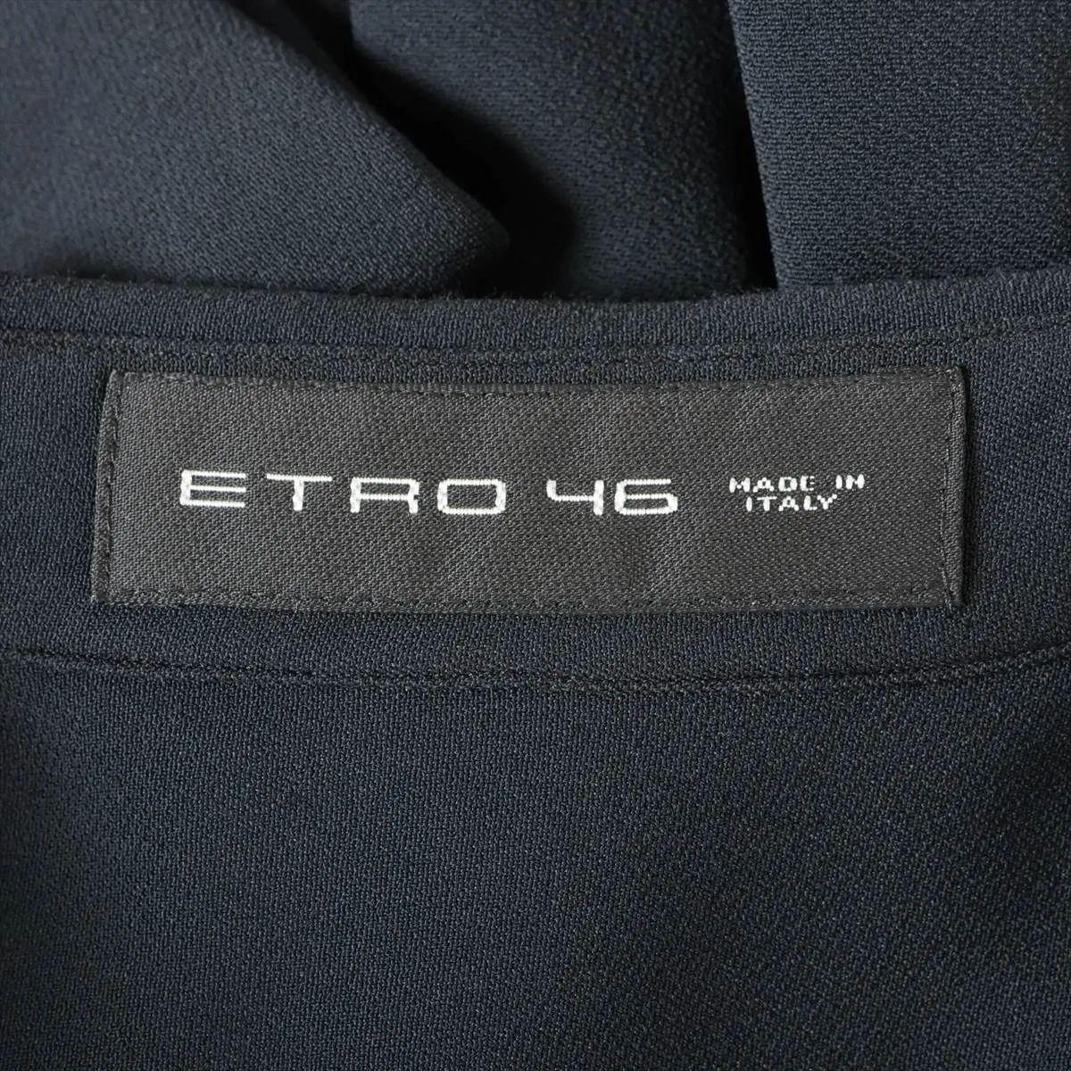 Etro, camicia in rayon con bottoni arancioni e strass, abito al ginocchio nero in vendita 2
