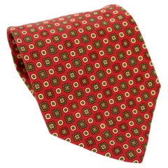 Used Etro Red Beige Silk Classic Tie