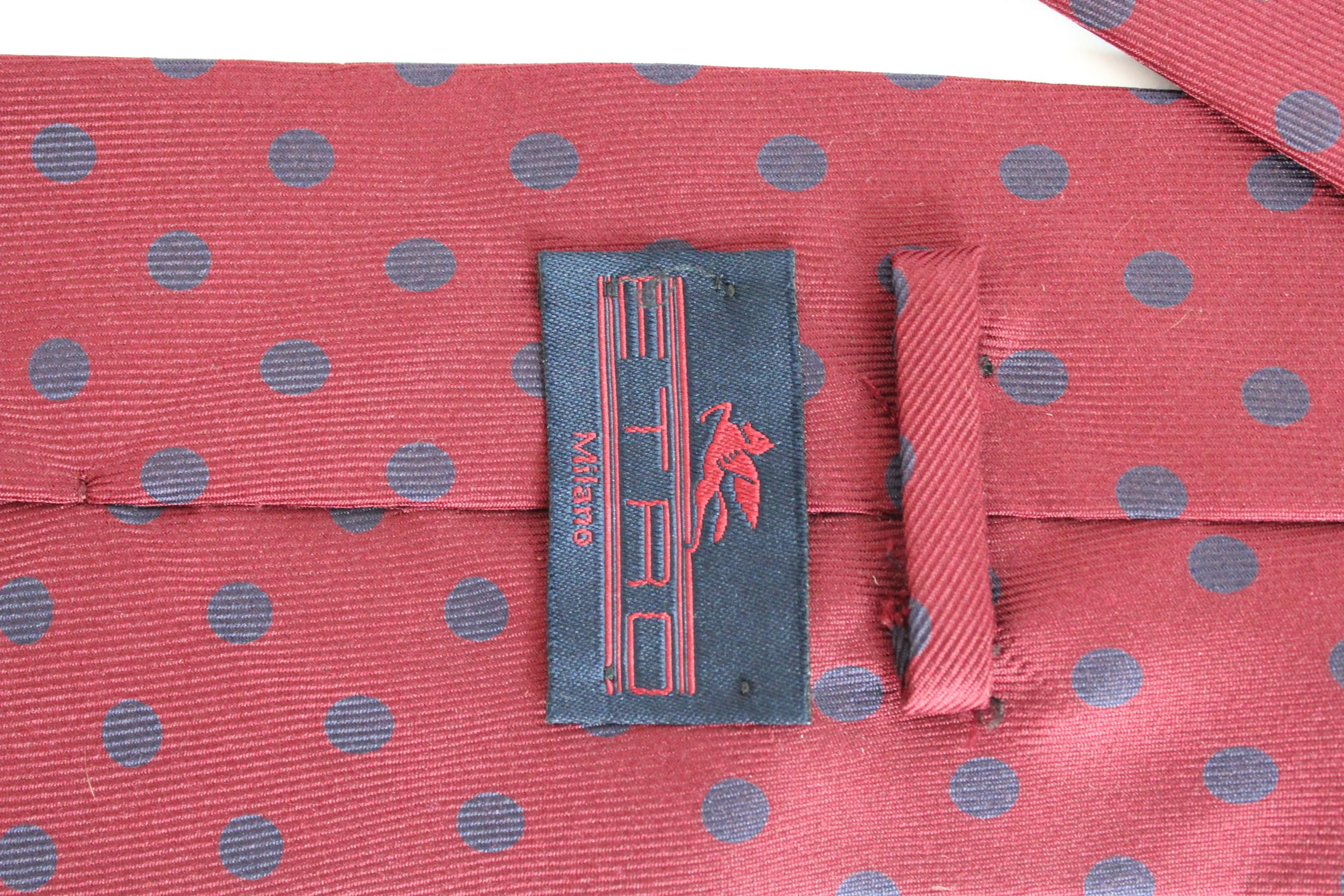 Men's Etro Red Blue Silk Classic Evening Polka Dot Tie 