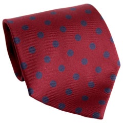 Etro Red Blue Silk Classic Evening Polka Dot Tie 