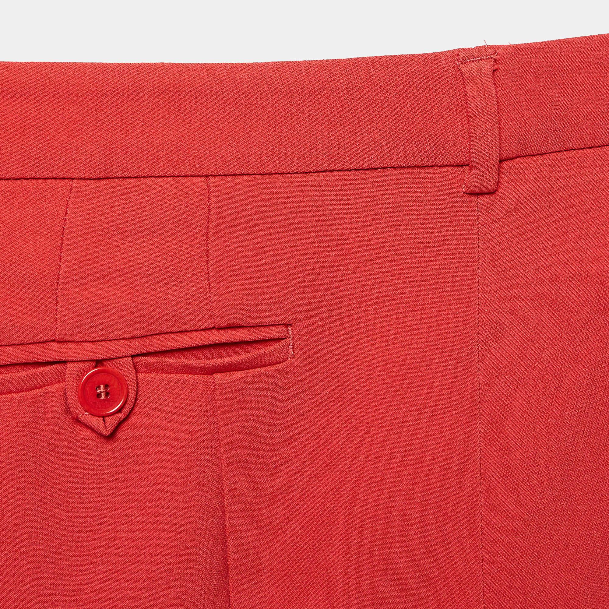 Etro Red Crepe Flared Trousers M In Good Condition For Sale In Dubai, Al Qouz 2