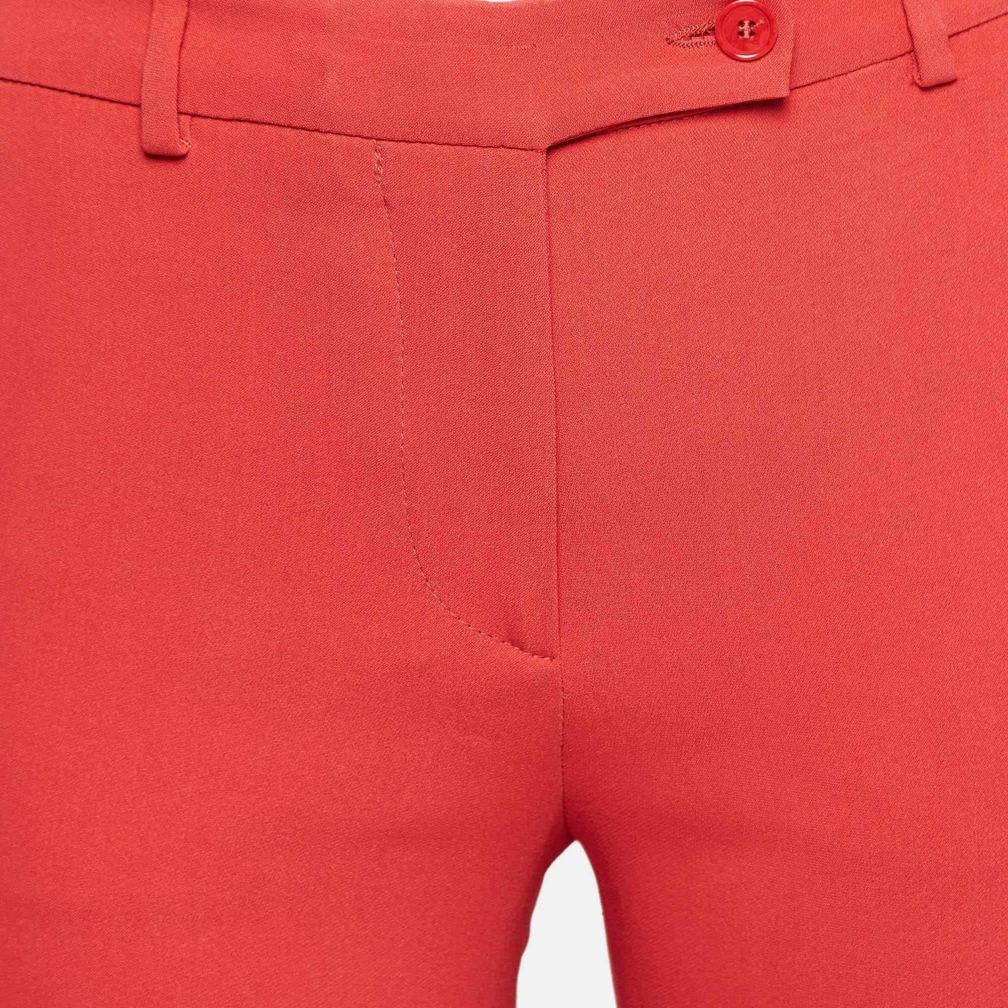 Etro Red Crepe Flared Trousers M For Sale 1