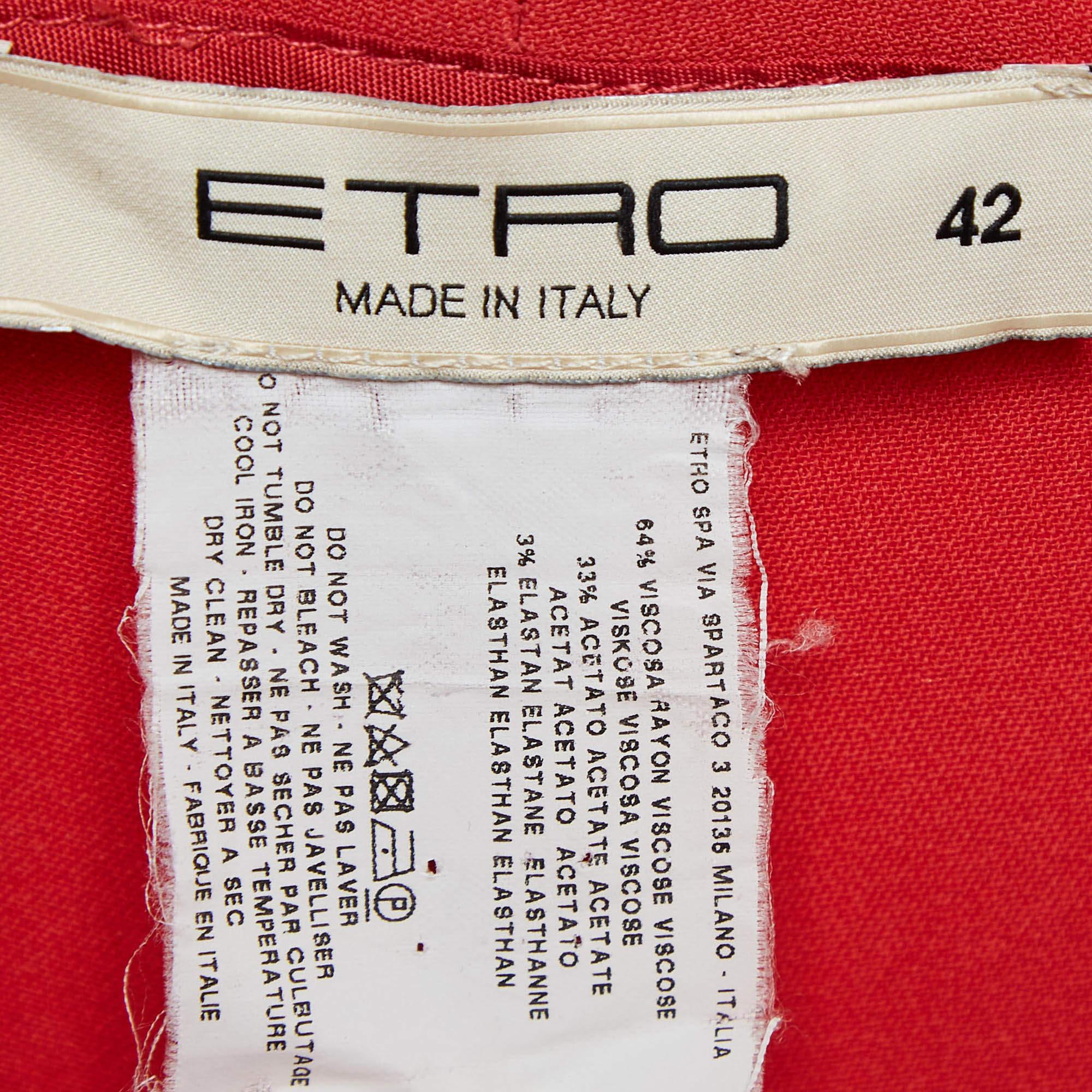 Etro Red Crepe Flared Trousers M For Sale 3