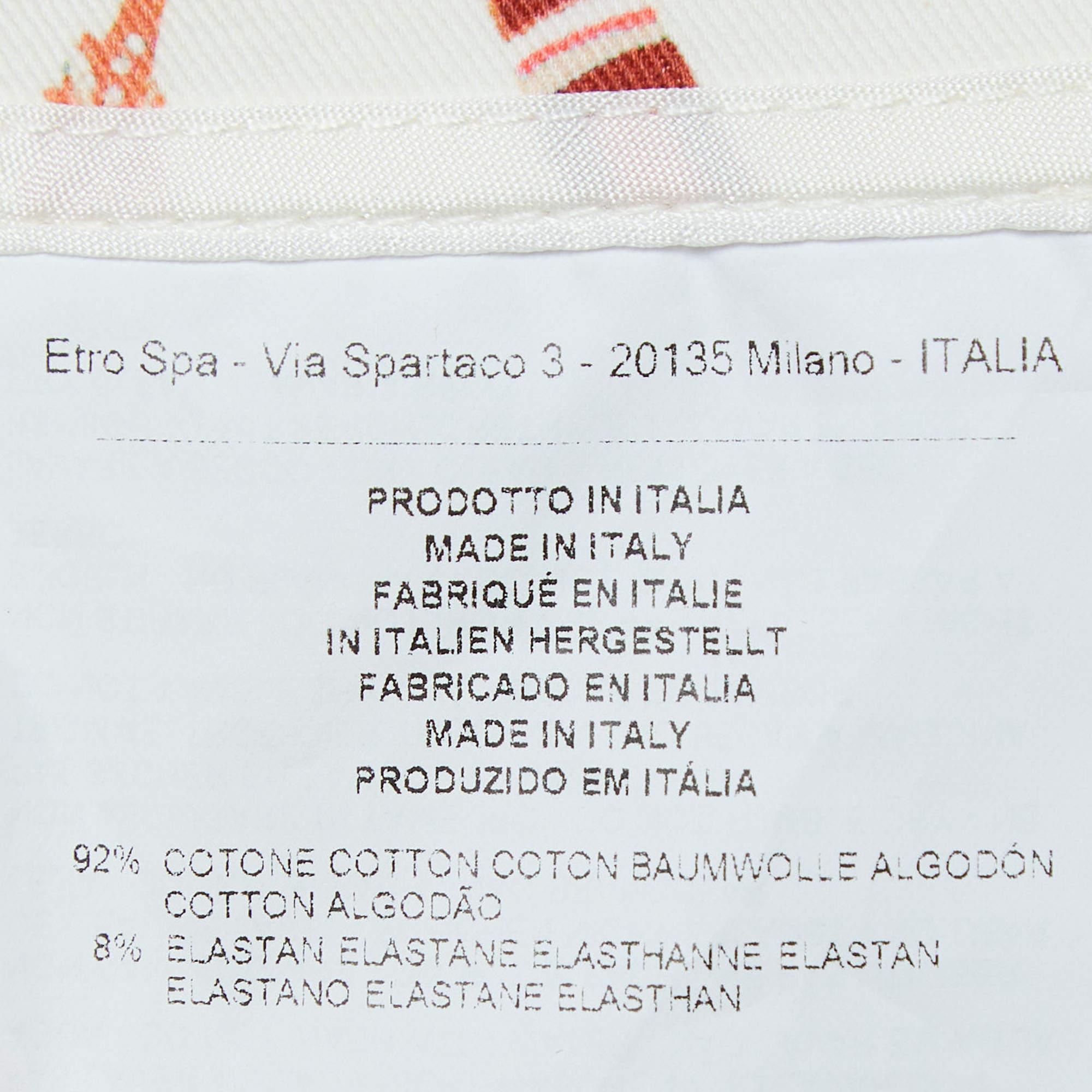 Women's Etro Red Floral Printed Cotton Buttoned Trousers L For Sale