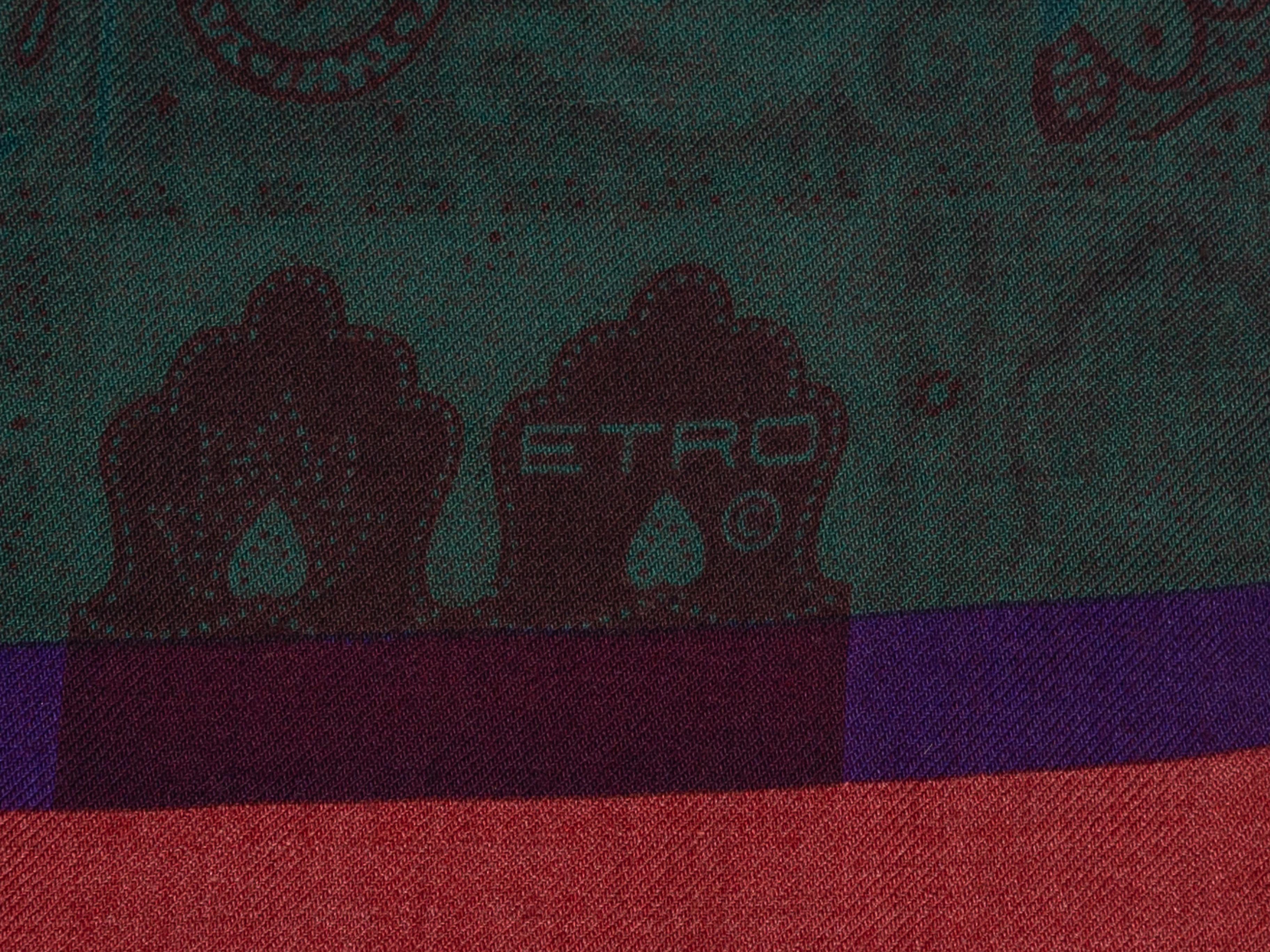 Brown Etro Red & Multicolor Paisley Print Scarf