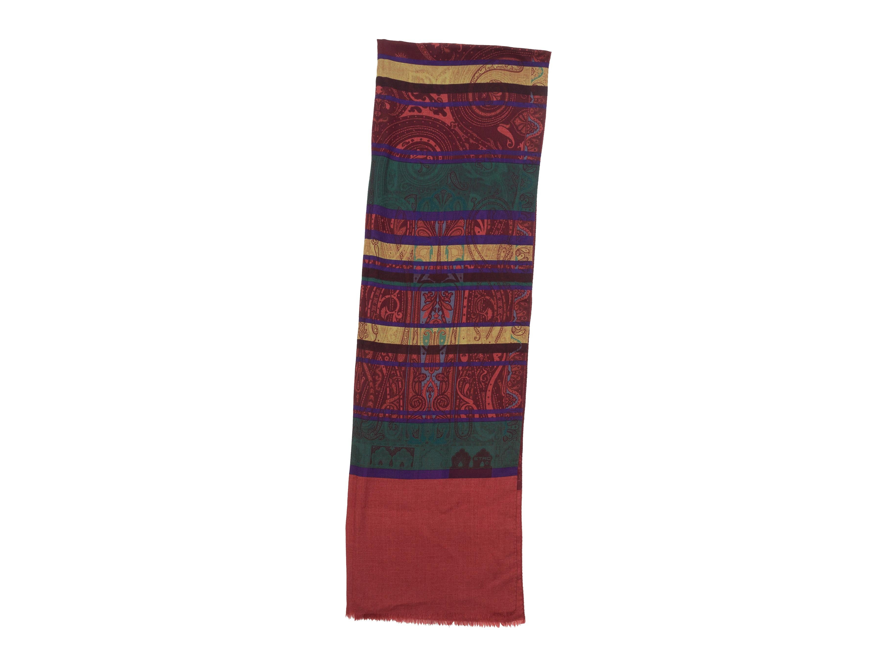 Etro Red & Multicolor Paisley Print Scarf In Good Condition In New York, NY