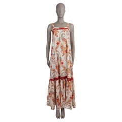 ETRO red & orange cotton silk 2024 CROCHET TRIM PAISLEY MAXI Dress S
