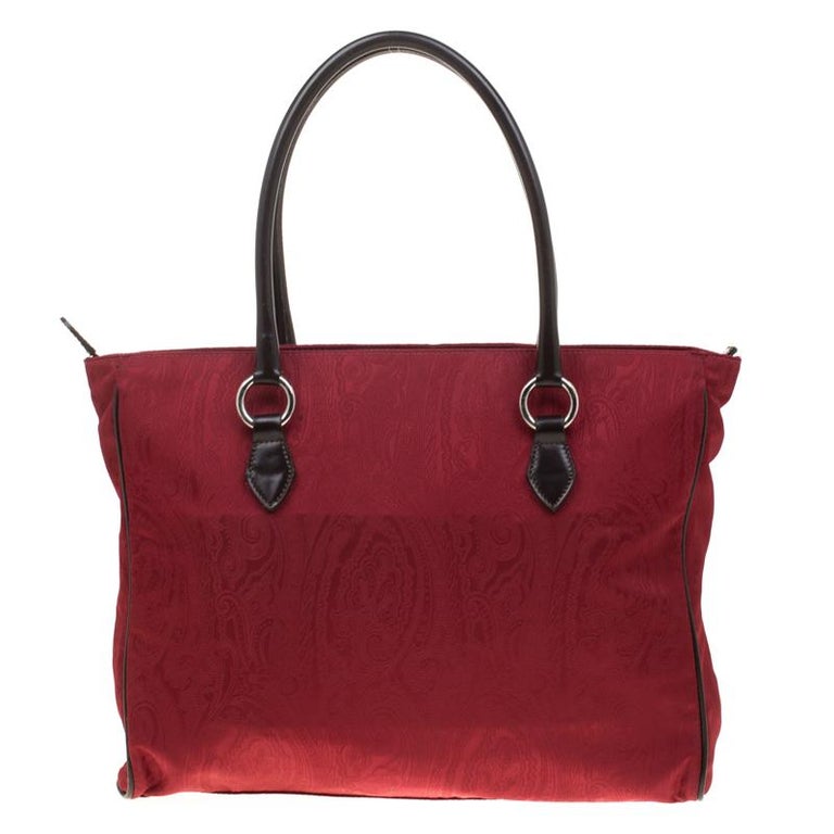 Etro Red Paisley Canvas Shopper Tote For Sale at 1stDibs