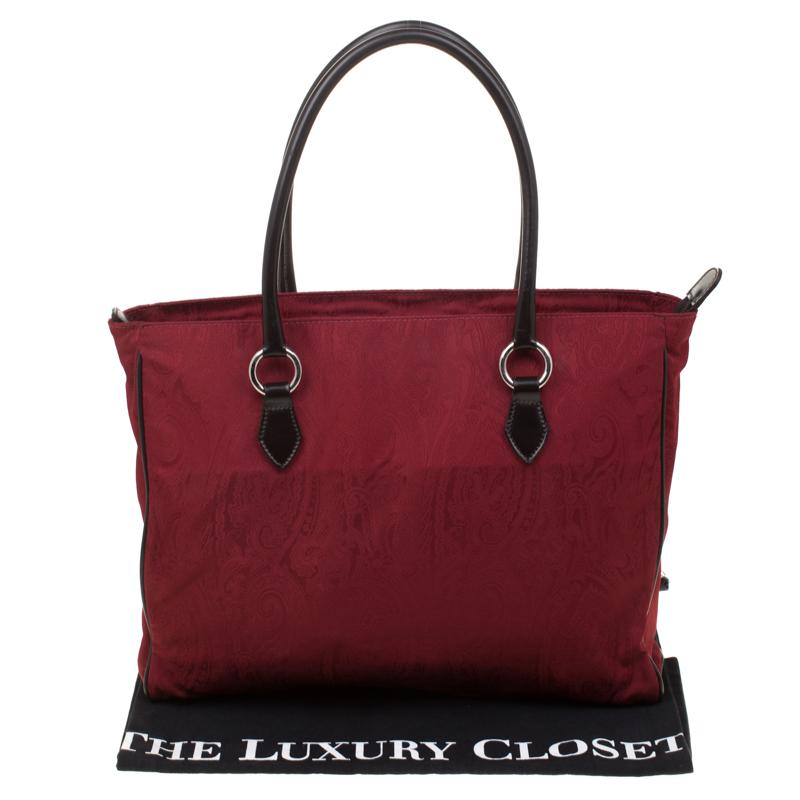 Etro Red Paisley Canvas Shopper Tote 4