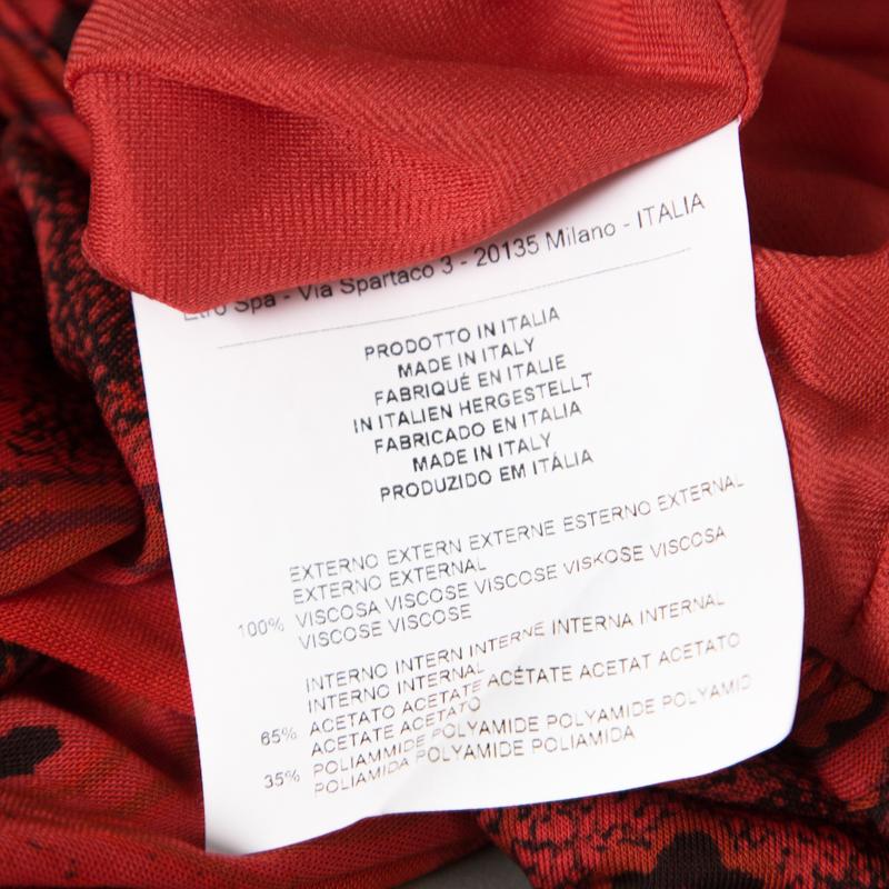 Women's Etro Red Paisley Printed Draped Maxi Skirt S